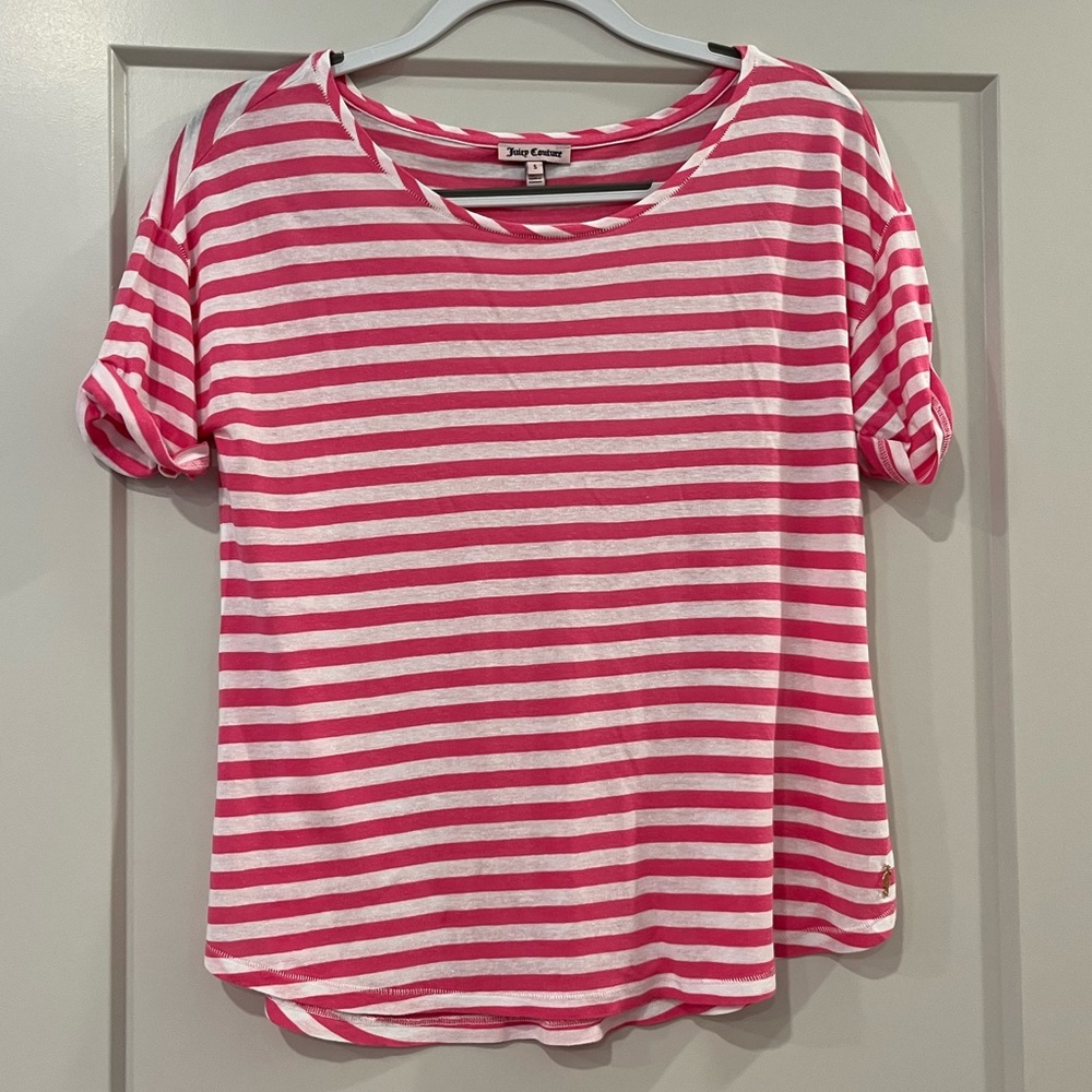 Juicy Couture Pink & White Striped Tee